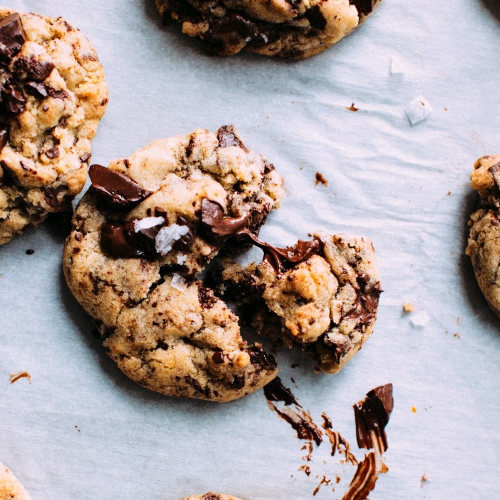 Chocolate chip cookie with molten chocolate chunks